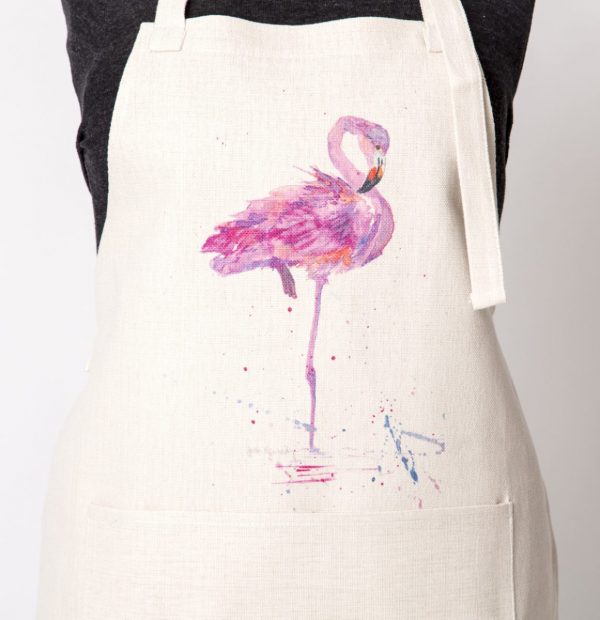 large flamingo image on apron