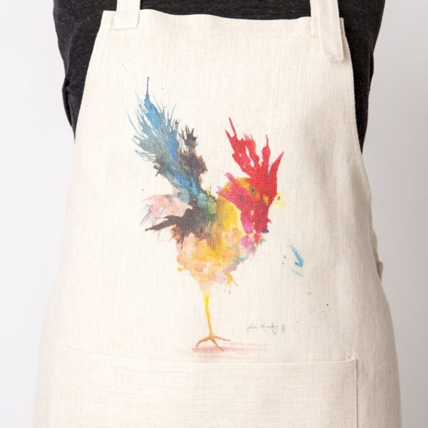 watercolour rooster apron