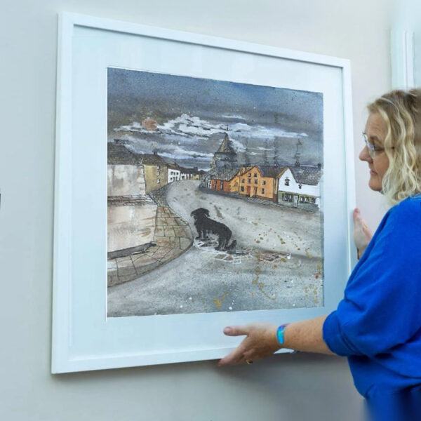 black dog uttoxeter watercolour by Joan Kennedy Artist