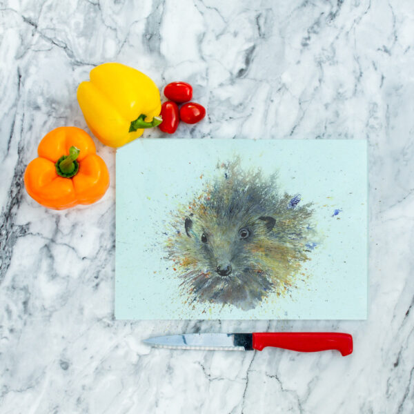 hedgehog glass worktop saver by Joan Kennedy Artist