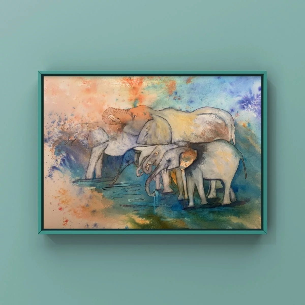 vibrant family elephants