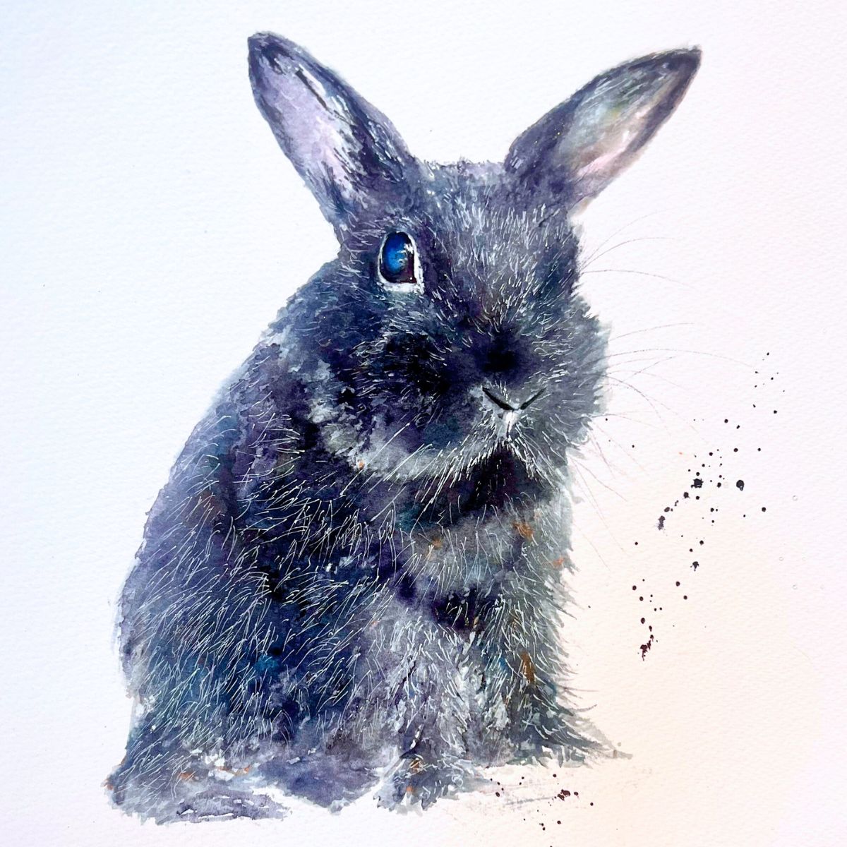black rabbit painting