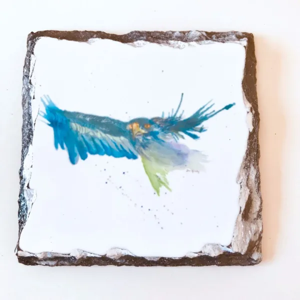 watercolour eagle slate coaster by Joan Kennedy artist